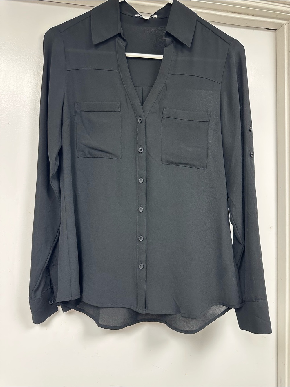 Express  Black Button-Front Women's Blouse Size XS